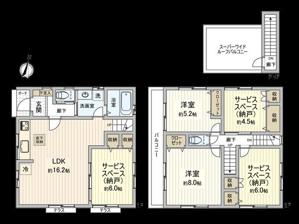 中野区若宮3丁目 戸建 間取図(平面図)