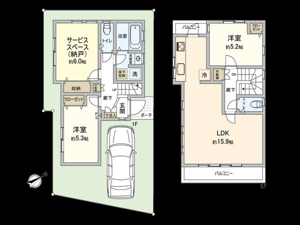 杉並区高円寺北3丁目 戸建 間取図(平面図)