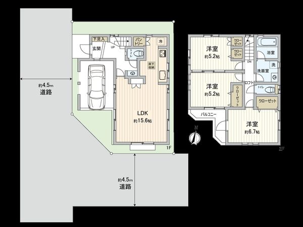 杉並区高円寺北1丁目 戸建 間取図(平面図)