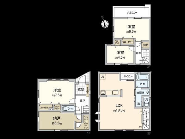 杉並区高円寺北3丁目 新築戸建 間取図(平面図) 杉並区高円寺北3丁目 新築戸建 間取図(平面図)