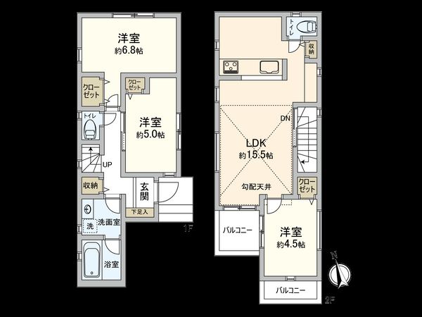 阿佐谷北6丁目新築戸建 1号棟 間取図(平面図)
