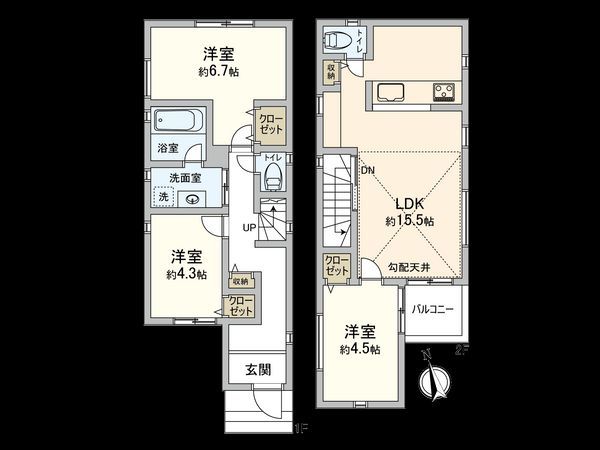 阿佐谷北6丁目新築戸建 2号棟 間取図(平面図)