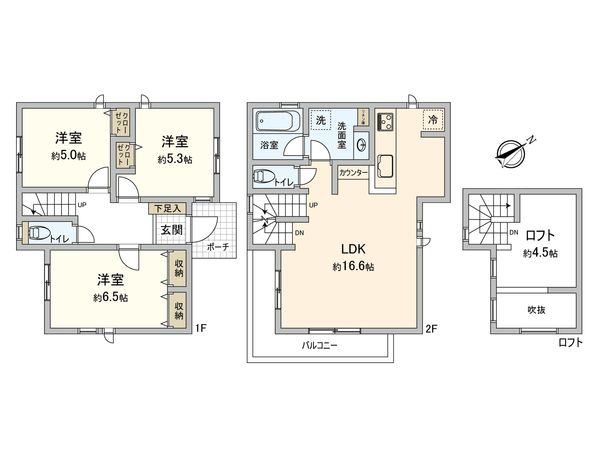 高井戸東4丁目 新築戸建A号棟 間取図(平面図) 高井戸東4丁目 新築戸建A号棟 間取図(平面図)