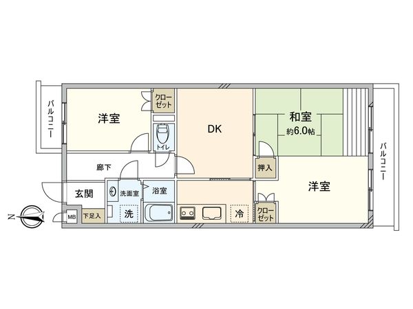 クレール八幡山 B棟 間取図(平面図) クレール八幡山 B棟 間取図(平面図)