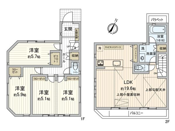 中野区白鷺3丁目 土地 区画図+建物プラン例