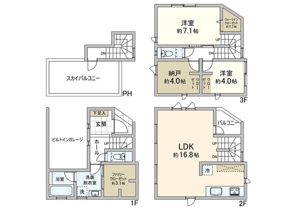 中央1丁目 土地 建物プラン例 (間取り図) 中央1丁目 土地 建物プラン例 (間取り図)