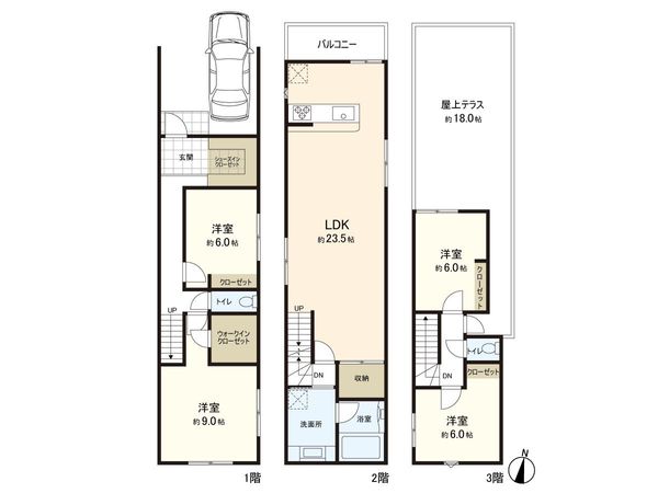 中野区中央4丁目 2区画 建物プラン例 (間取り図) 中野区中央4丁目 2区画 建物プラン例 (間取り図)