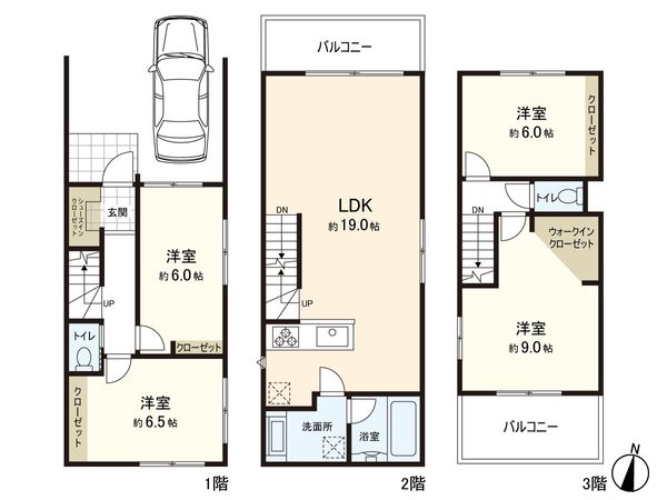 中野区中央4丁目 3区画 建物プラン例 (間取り図) 中野区中央4丁目 3区画 建物プラン例 (間取り図)