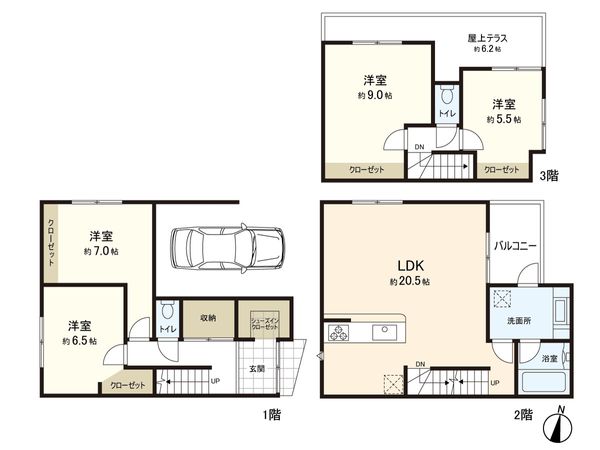 中野区中央4丁目 5区画 建物プラン例 (間取り図) 中野区中央4丁目 5区画 建物プラン例 (間取り図)