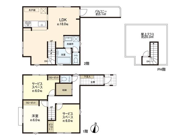 南阿佐ヶ谷新築戸建1号棟 間取図(平面図) 南阿佐ヶ谷新築戸建1号棟 間取図(平面図)