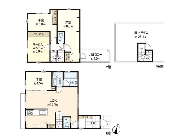 南阿佐ヶ谷新築戸建3号棟 間取図(平面図) 南阿佐ヶ谷新築戸建3号棟 間取図(平面図)