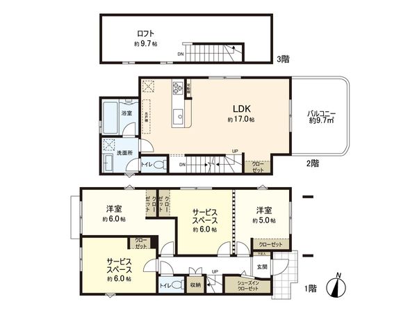 南阿佐ヶ谷新築戸建4号棟 間取図(平面図) 南阿佐ヶ谷新築戸建4号棟 間取図(平面図)