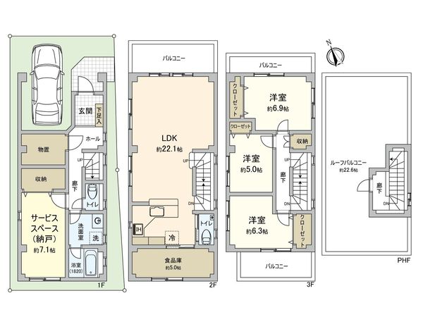 中野区東中野1丁目 戸建 間取図(平面図)