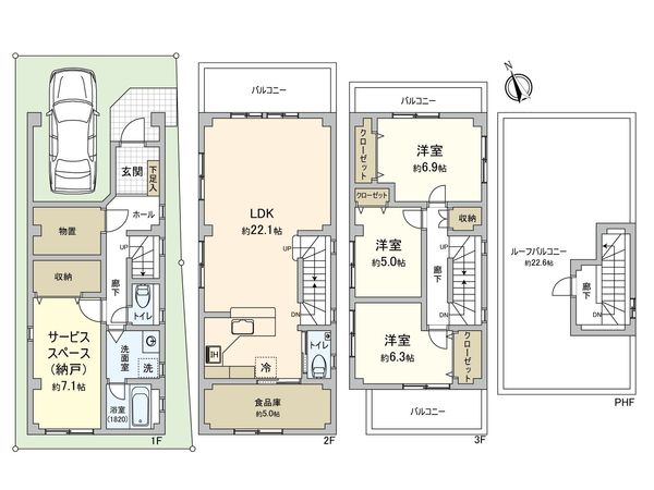 中野区東中野1丁目 戸建 間取図(平面図)