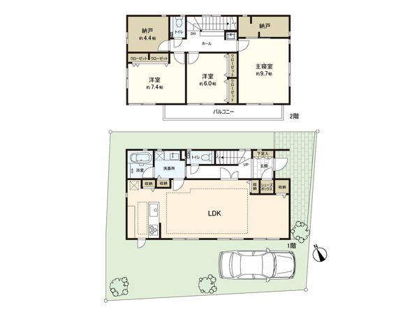 江原町1丁目 戸建 間取図(平面図) 江原町1丁目 戸建 間取図(平面図)