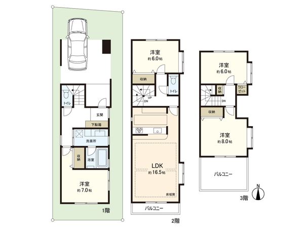 中野区弥生町5丁目戸建 間取図(平面図)