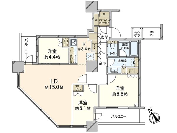 ザ・パークハウス西新宿タワー60 間取図(平面図)