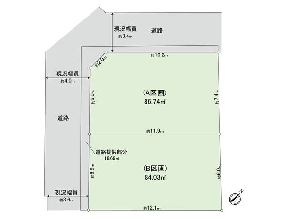 中野区東中野3丁目 土地 区画図 中野区東中野3丁目 土地 区画図