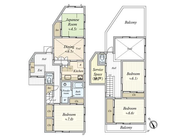 中野区松が丘2丁目 戸建 間取図(平面図)