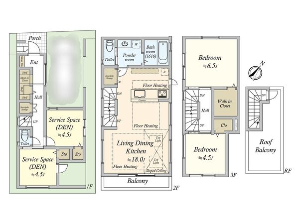 中野区沼袋3丁目 新築戸建 間取図(平面図) 間取図(平面図)