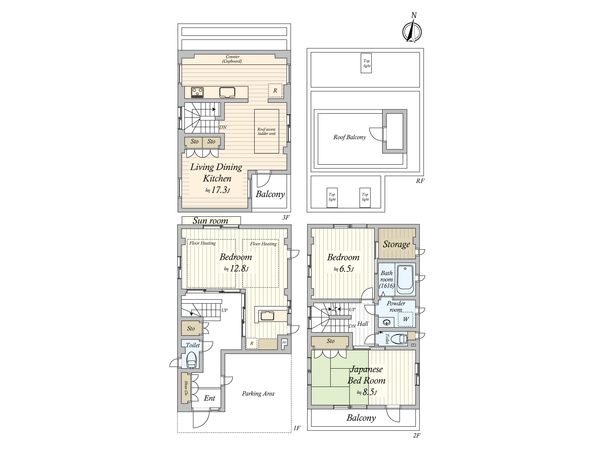 中野区中野2丁目 戸建 間取図(平面図) 中野区中野2丁目 戸建 間取図(平面図)