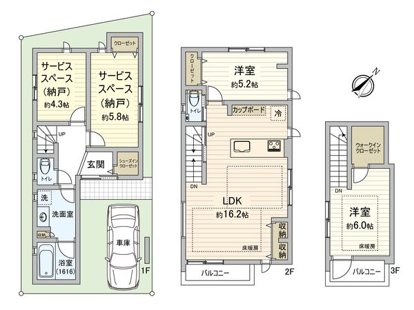 中野区沼袋4丁目 新築戸建 間取図(平面図)
