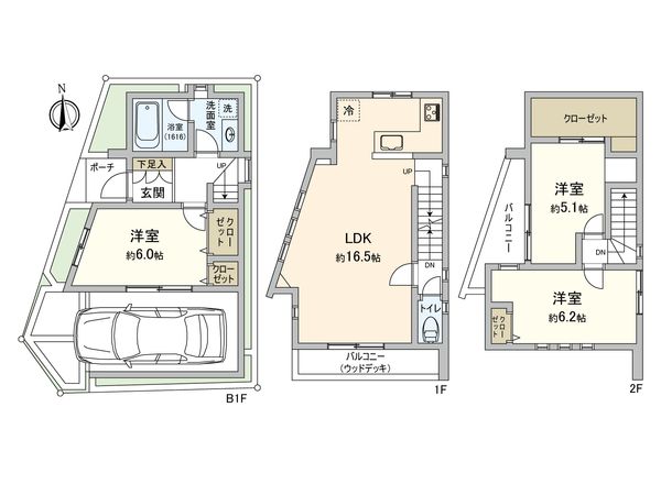 中野区中央5丁目 戸建 間取図(平面図)
