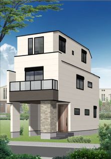 中野区新井1丁目 新築戸建 A号棟 外観パース図