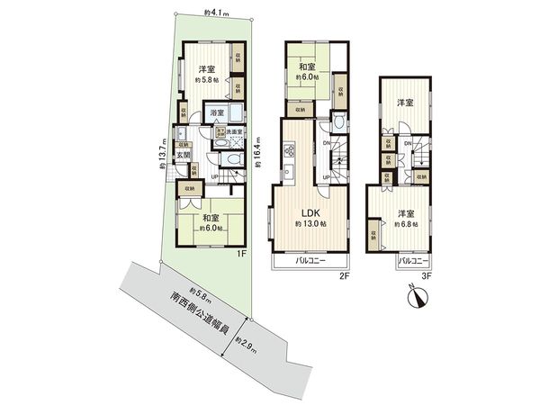 中野区野方2丁目 戸建 間取図(平面図)
