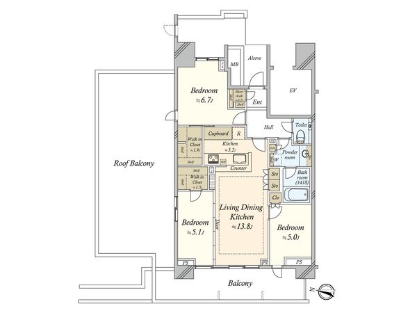グランドメゾン江古田の杜 間取図(平面図) グランドメゾン江古田の杜 間取図(平面図)