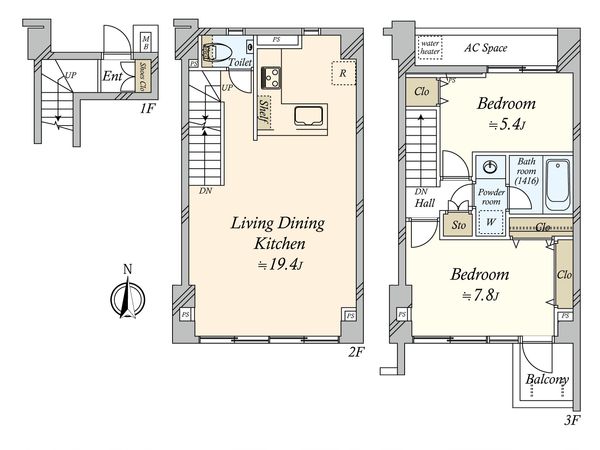 オープンレジデンス中野桃園町 S棟 間取図(平面図)