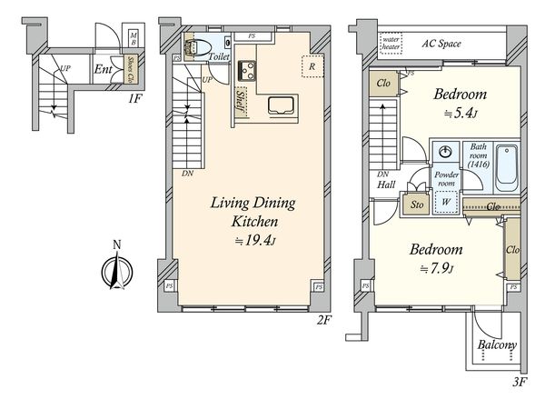 オープンレジデンス中野桃園町 S棟 間取図(平面図)