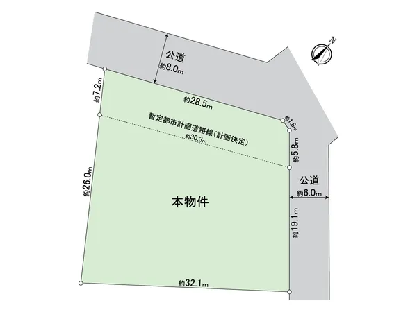 地形図※実測図ではありません。寸法が変わる可能性があります