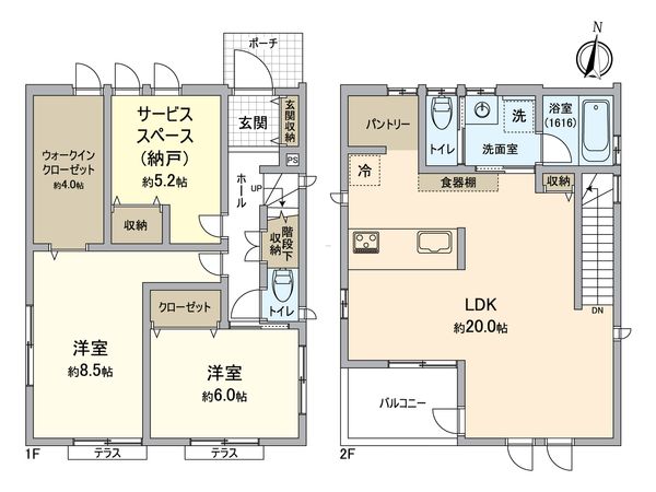 世田谷区粕谷3丁目 土地 建物プラン例 (間取り図)