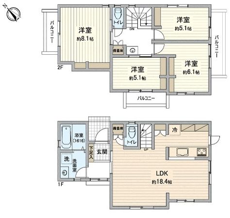 世田谷区給田2丁目 土地 建物プラン例 (間取り図) 世田谷区給田2丁目 土地 建物プラン例 (間取り図)