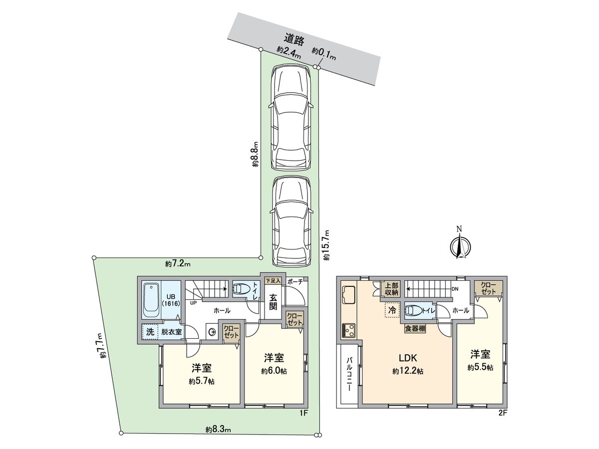 区画図+建物プラン例