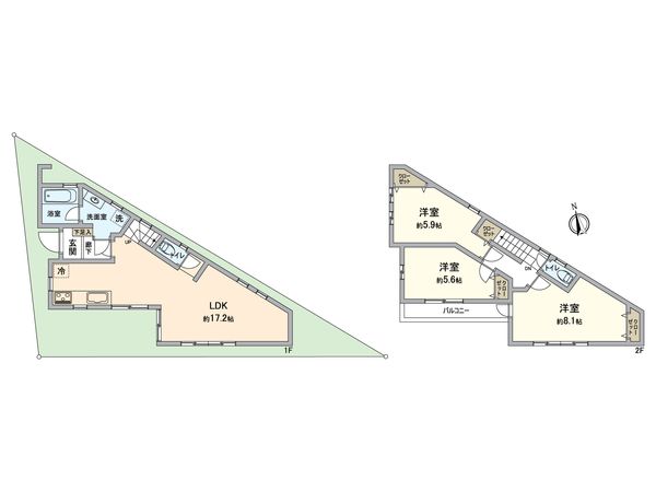 世田谷区給田5丁目 戸建 間取図(平面図) 世田谷区給田5丁目 戸建 間取図(平面図)