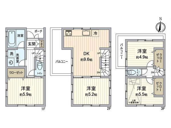 世田谷区上祖師谷2丁目 戸建 間取図(平面図)