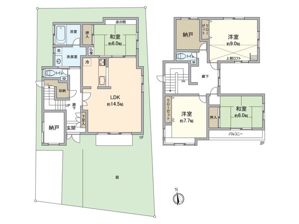 世田谷区上祖師谷2丁目 戸建 間取図(平面図)