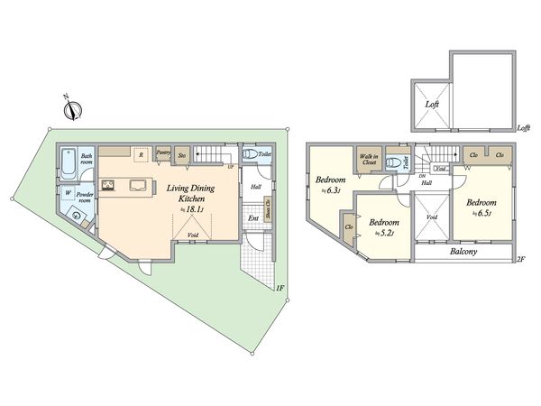 世田谷区上祖師谷2丁目新築戸建 5号棟 間取図(平面図) 世田谷区上祖師谷2丁目新築戸建 5号棟 間取図(平面図)
