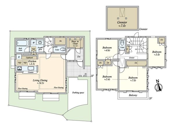 世田谷区粕谷4丁目 戸建 間取図(平面図)