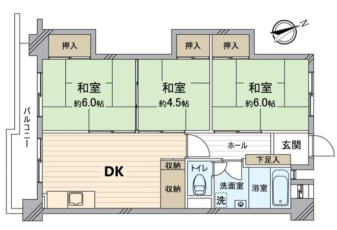 給田南住宅 2号棟 間取図(平面図) 給田南住宅 2号棟 間取図(平面図)