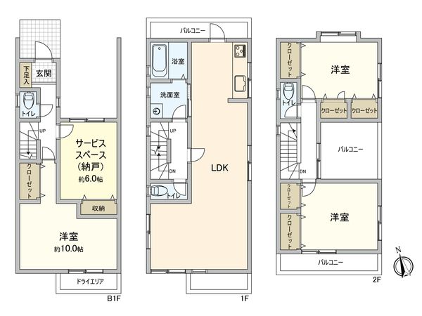 世田谷区代田3丁目 戸建 間取図(平面図)