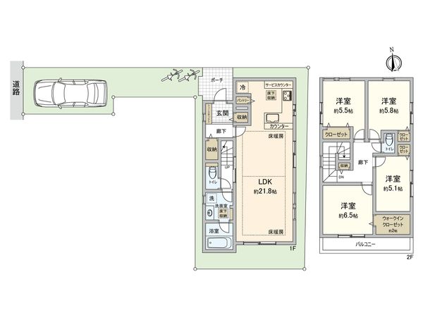 世田谷区代田1丁目 新築戸建 間取図(平面図) 間取図(平面図)