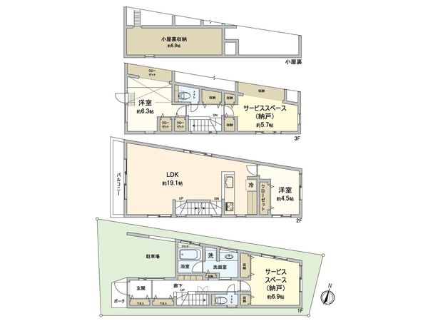 世田谷区代田1丁目 戸建 間取図(平面図) 世田谷区代田1丁目 戸建 間取図(平面図)