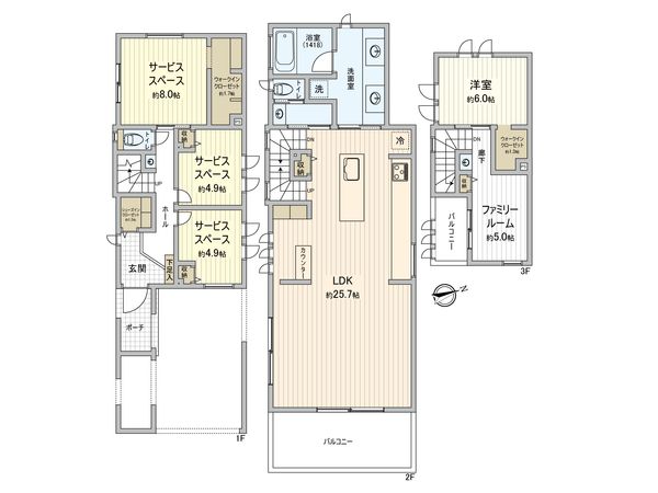 杉並区下高井戸1丁目 新築戸建B号棟 間取図(平面図) 杉並区下高井戸1丁目 新築戸建B号棟 間取図(平面図)