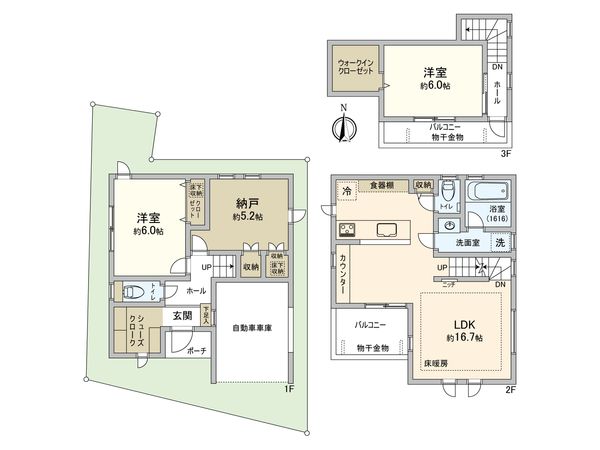 世田谷区梅丘2丁目 新築戸建A号棟 間取図(平面図) 世田谷区梅丘2丁目 新築戸建A号棟 間取図(平面図)