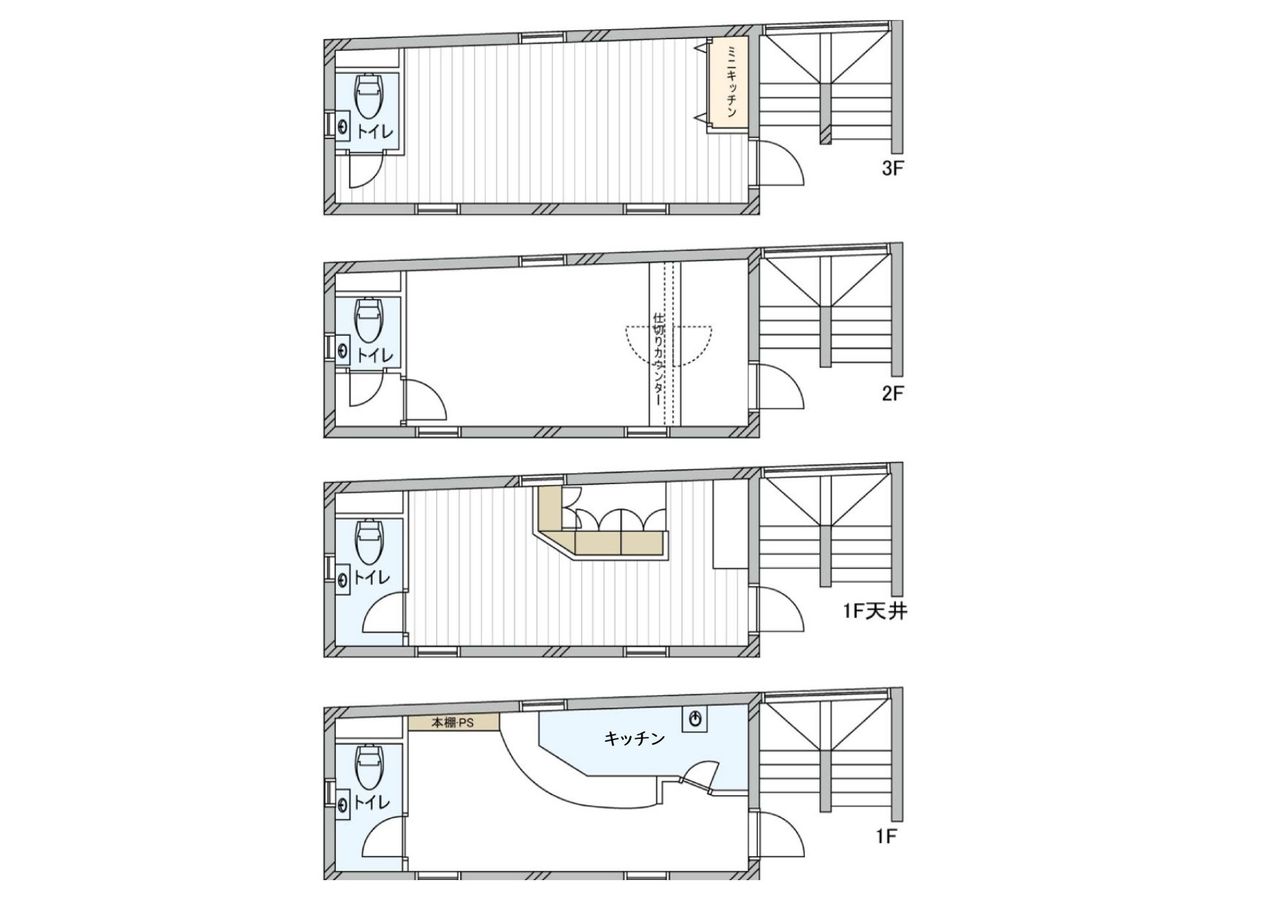 下北沢1棟ビル 間取図(平面図) 間取図(平面図)