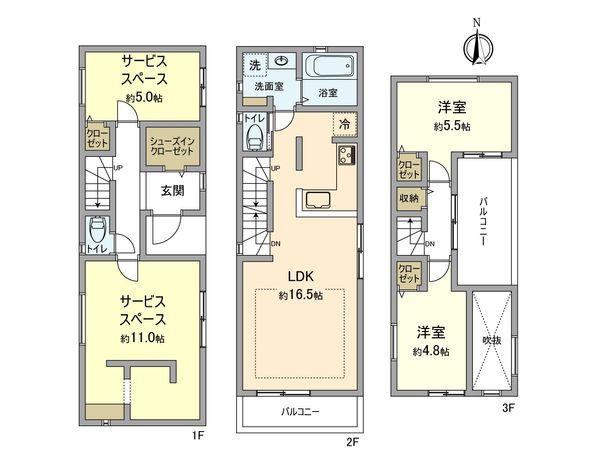 坂戸3丁目新築戸建 2号棟 間取図(平面図) 坂戸3丁目新築戸建 2号棟 間取図(平面図)