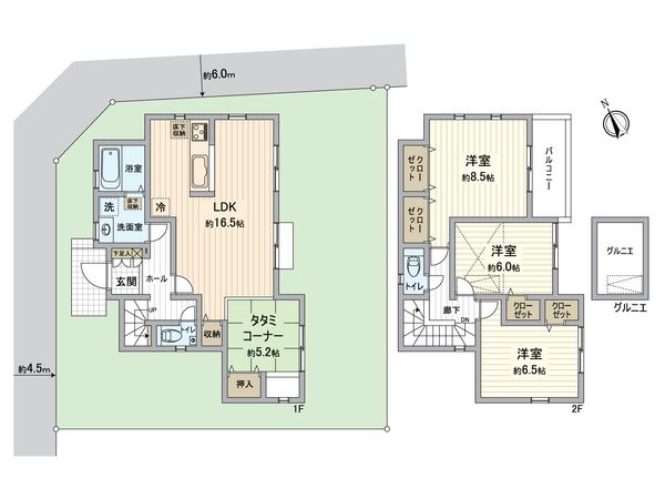 向ケ丘新築戸建1号棟 間取図(平面図)